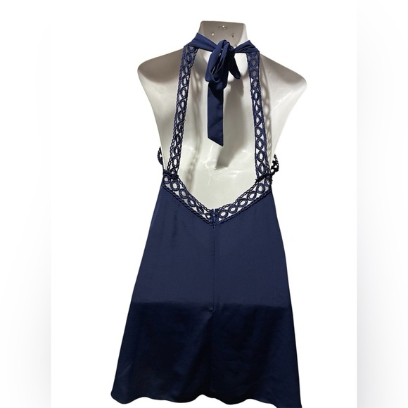 Lulu's Navy Blue Backless Halter Lace Sundress XL - Picture 4 of 15